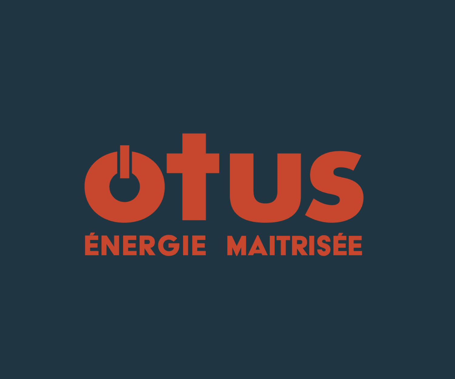 Logotype Otus — énergie maîtrisée, vermillon sur fond bleu nuit.